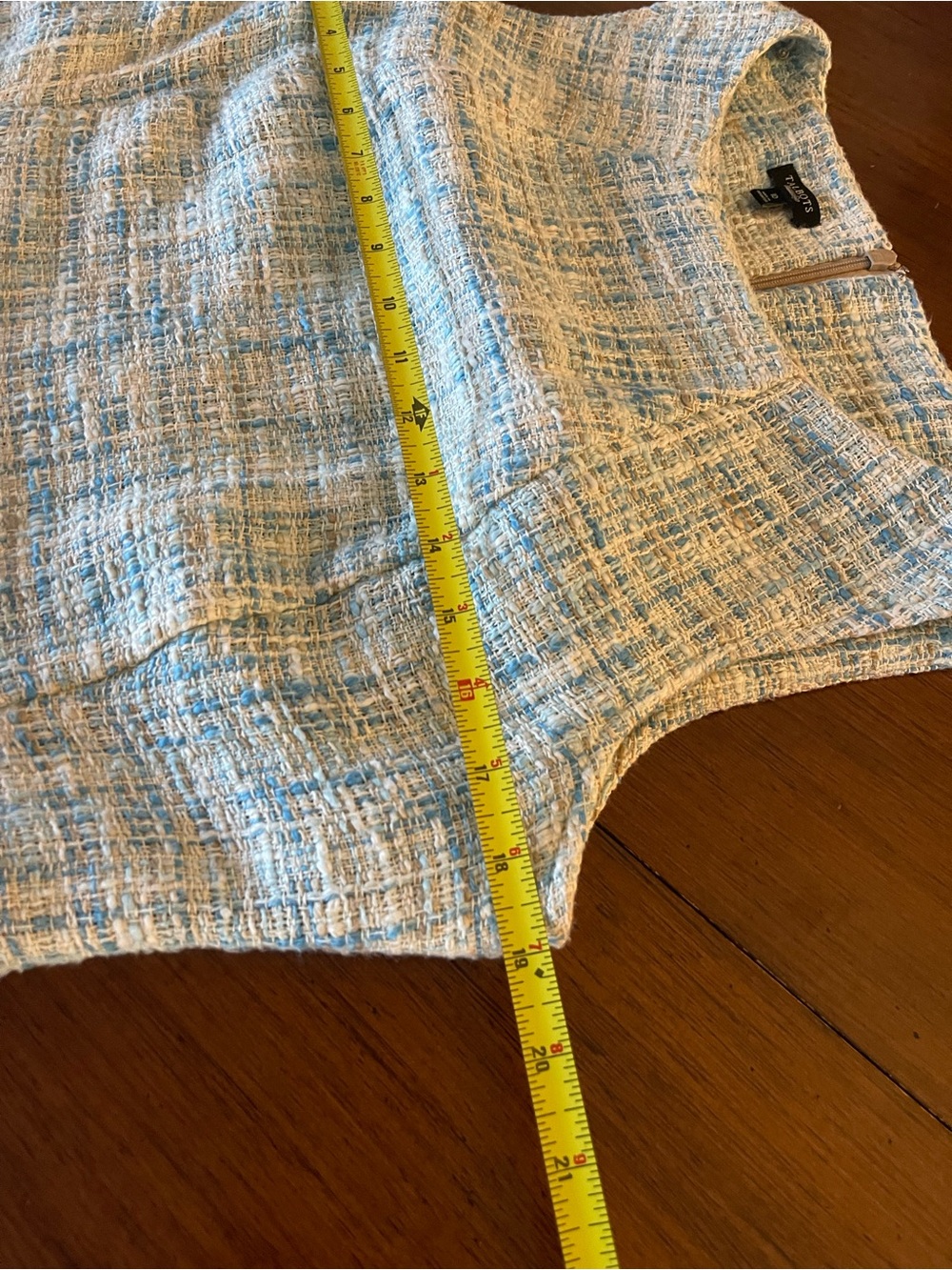 Talbots Blue Pastel Cotton Tweed Sheath Dress Size 10 Sleeveless Pencil Career - Picture 8 of 9
